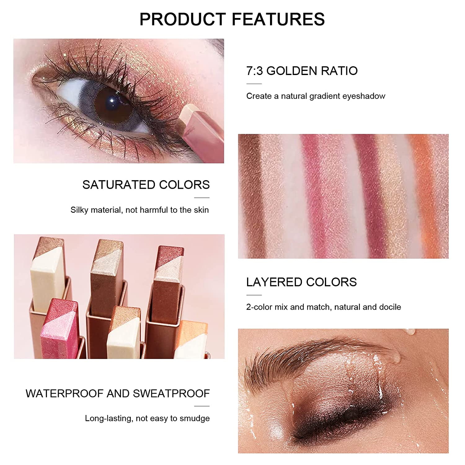 12colors Glitter Eyeshadow Stick Set Double Colors Gradient Eye Shadow