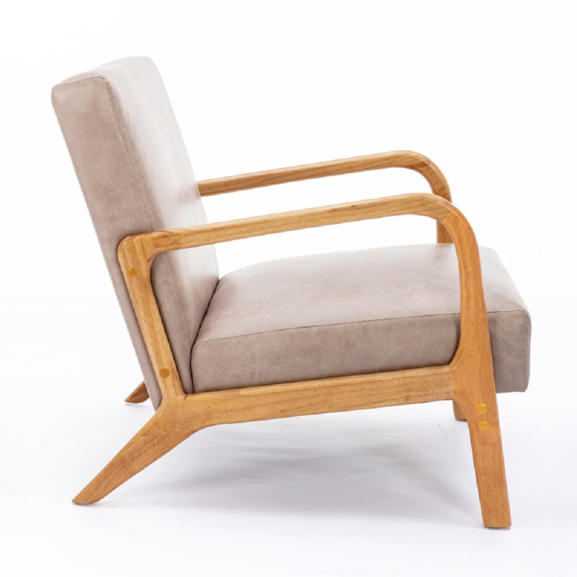 GDF Studio 32.7" Mid-Century Modern Accent Chair with Open Wood Frame, Microfiber Upholstery, Light Camel