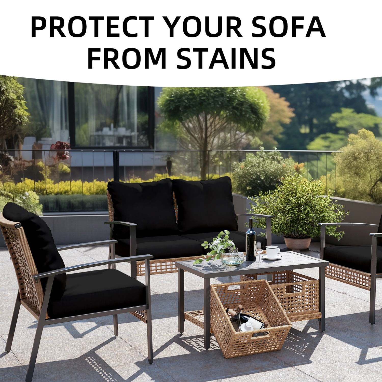 SUKAIKEQA Outdoor Cushion Covers Set,14PCS Patio Furniture Couch Seat Slipcovers, Replacement for Sofa Sectional Chair(Cover，Only)