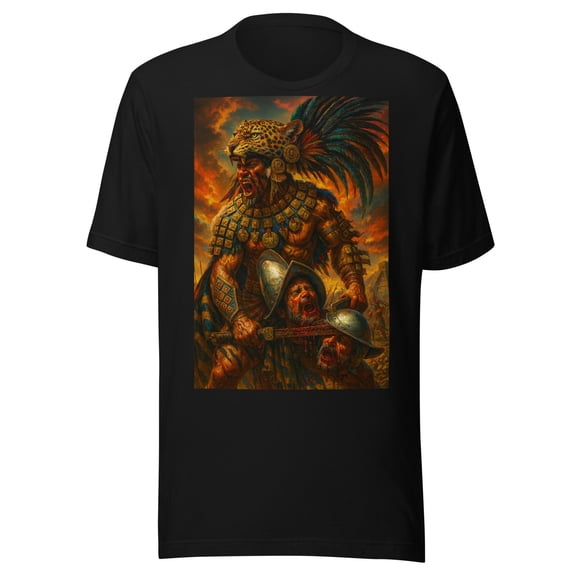 Aztec Jaguar Warrior T-Shirt Mexican Fighter Graphic Tee Vintage