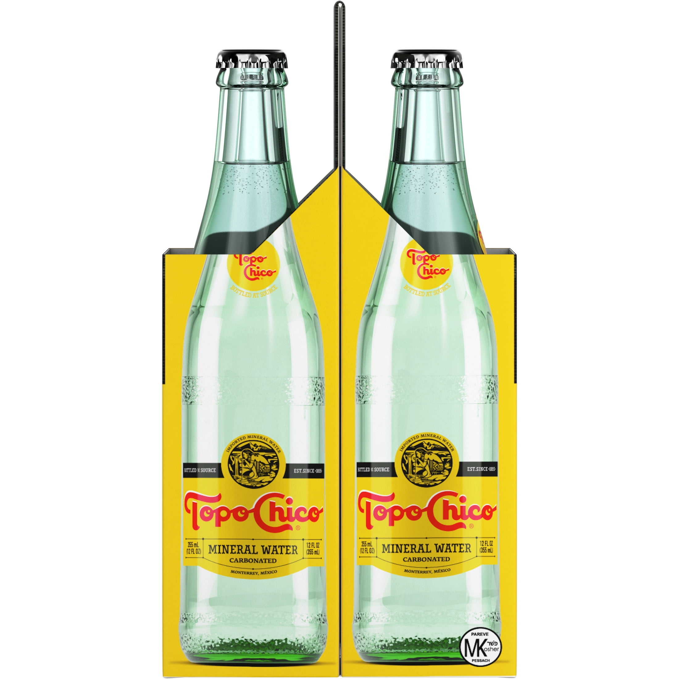Topo Chico Sparkling Mineral Water Glass Bottles, 12 fl oz, 4 Pack