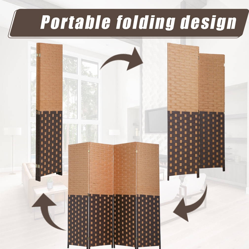 NiamVelo 4 Panel Wood Rooms Dividers Folding Privacy Screen Portable Screen Partition Wall Dividers for Home Office, CM