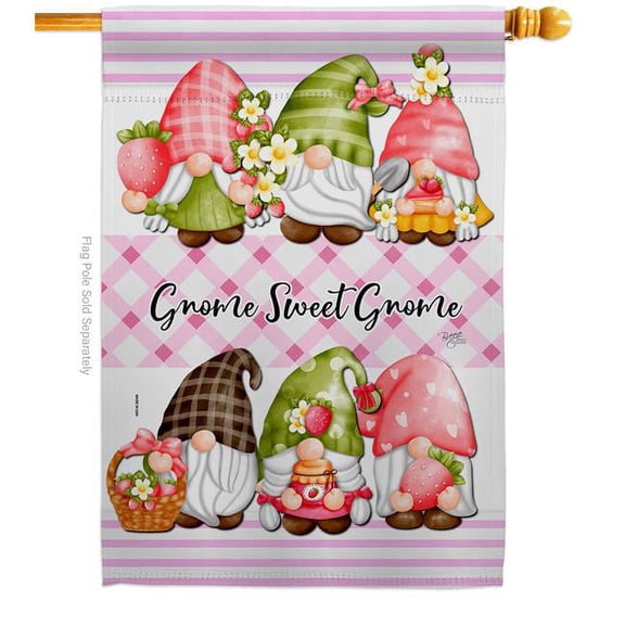 Breeze Decor H104138-BO 28 x 40 in. Gnome Sweet Life Home Double-Sided Decorative Vertical House Flags - Decoration Banner Garden Yard Gift