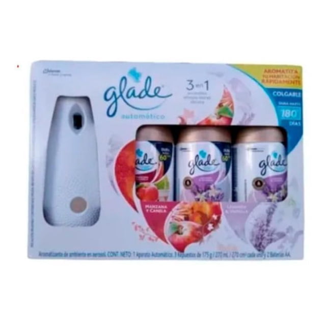Difusor Aromatizante Glade Automático 3 Repuestos + Difusor Glade 3 en 1