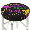 thumbnail image 3 of Junzan Mardi Gras With Flamingo Bar Stool Cover Round Seat Cushion With Elastic Washable And Non Slip Bottom For Barstool Padded Chair Slipcover - 13 Inch, 3 of 7