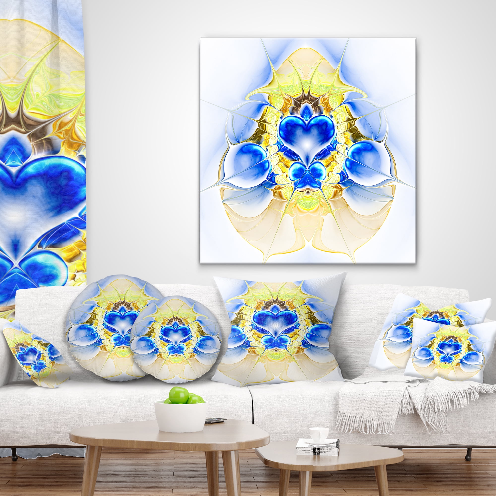 Designart 16" x 16" Blue Polyester Throw Pillow