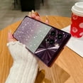 thumbnail image 5 of SaniMore for iPhone 13 Pro Max Case, Gradient Glitter Bling Paper Large Window Lens Protection Electroplated Frame Soft TPU Shockproof Anti-drop Slim Lightweight Fashion for Girls Women, Darkpurple, 5 of 11