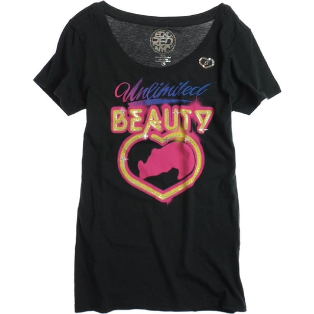Ecko Unltd. Camiseta gráfica Unlimited Beauty Neon Heart para mujer, negra, pequeña Ecko Unltd. Camiseta gráfica