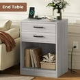 thumbnail image 2 of Nightstands Set of 2,Grey Nightstand with Charging Station & Drawers,Night Stands for Bedrooms Set of 2, 2 of 7