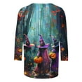 thumbnail image 5 of WMTBSRSW Womens Fall Shirts Halloween Crewneck 3/4 Length Sleeve Witch Silhouette Tops Loose Casual Graphic Tee Spooky Season Tees, 5 of 5