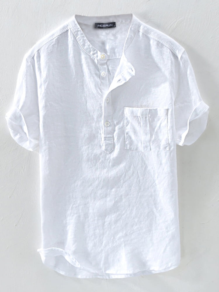 mens white cotton linen shirt