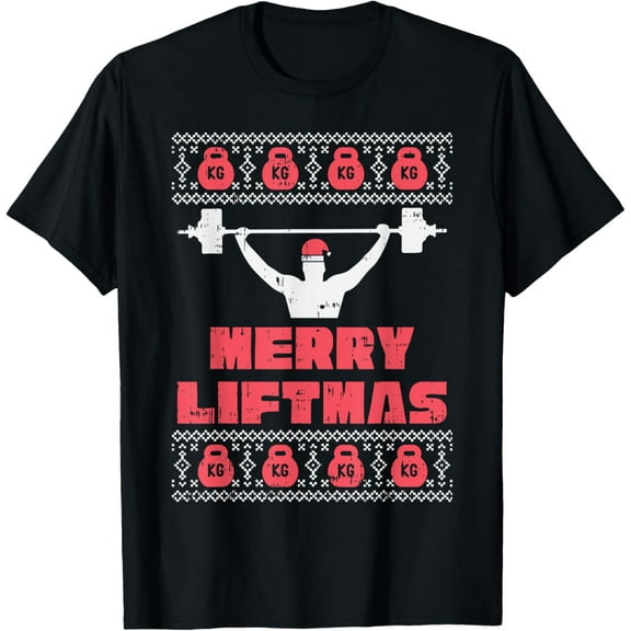 Merry Liftmas Gym Fitness Workout Christmas Bodybuilder PJ T-Shirt