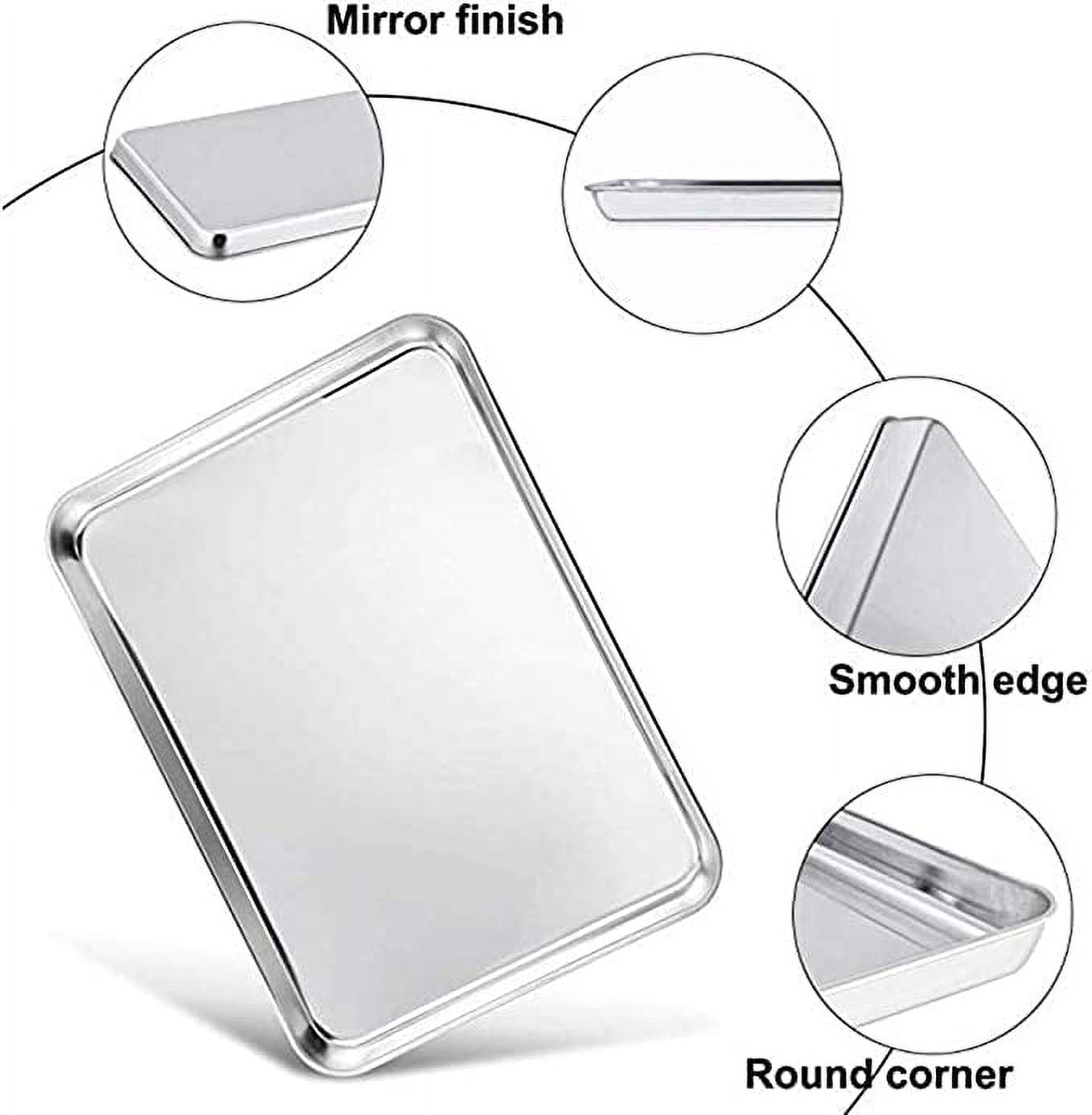 Baking Sheets Stainless Steel Baking Pans Nonstick Baking Pans Set for Cookies and Cakes, 16 x 12 in, Set of 2, Silver