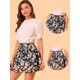 thumbnail image 2 of Minifalda A Capas De Gasa Con Estampado Floral Allegra K Negro M, 2 of 5