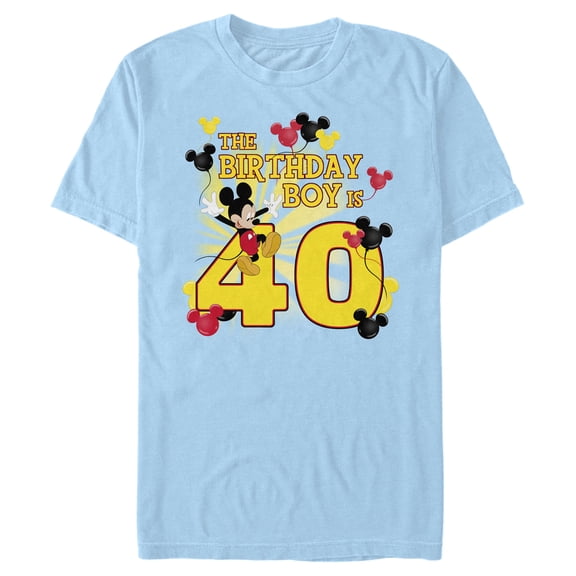 Men's Mickey & Friends The Birthday Boy Is 40 Graphic Tee Light Blue Medium