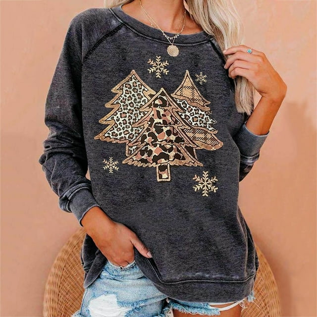 Pntutb moda mujer imprimir manga larga cómoda transpirable cuello redondo sudadera Pntutb Pntutb-6302