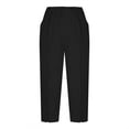 thumbnail image 4 of FUNUONY Capri Pants for Women Slim Fit Comfy Workout Capris Sweatpants with Pockets Pants for Women Elastic Waisted Summer Yoga Work Cropped Trousers with Pockets Black L, 4 of 7