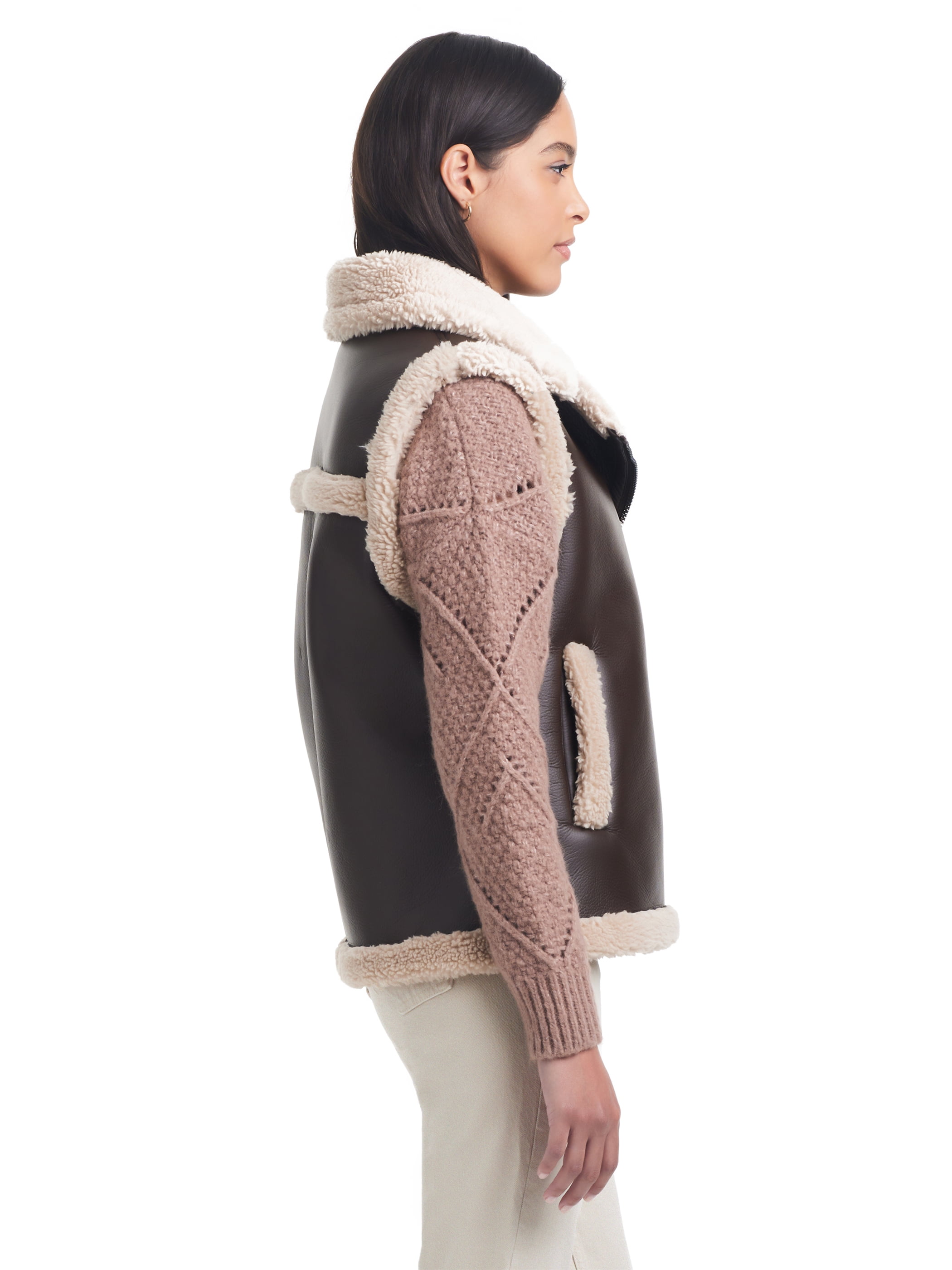 Sam & Libby Ladies Bonded Faux Sherpa Vest