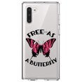 thumbnail image 1 of DistinctInk Clear Shockproof Hybrid Case for Samsung Galaxy Note 10 (6.3" Screen) - TPU Bumper Acrylic Back Tempered Glass Screen Protector - Free as a Butterfly - Pink, 1 of 1