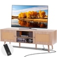 thumbnail image 1 of Soporte de TV VEVOR Rattan Mid Century Modern para TV de 65 pulgadas, roble, 1 of 9