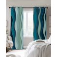 thumbnail image 3 of Teal Ombre Blackout Curtains, Light Blocking Print Window Curtains, Abstract Art Moire Ocean Waves Thermal Insulated Window Drapes for Living Room Kitchen Cafe 2 Panels, 104"W x 72"L, 3 of 9