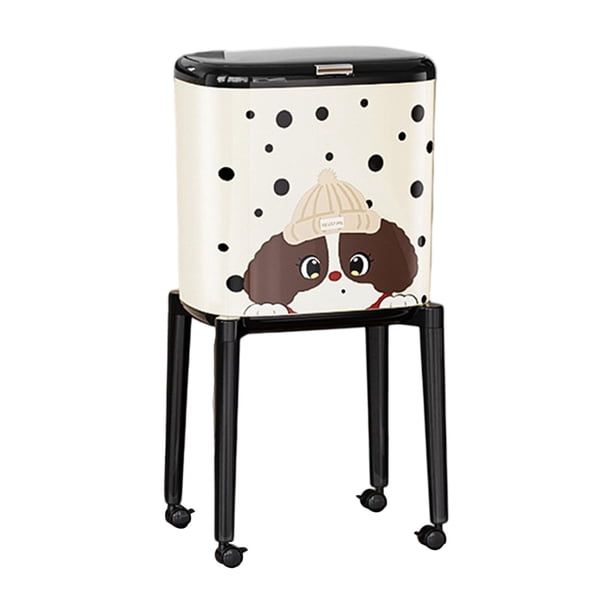 Cubo de basura con ruedas Cubo de basura estrecho Gran capacidad Cesto de basura moderno Alto Cachorro blanco