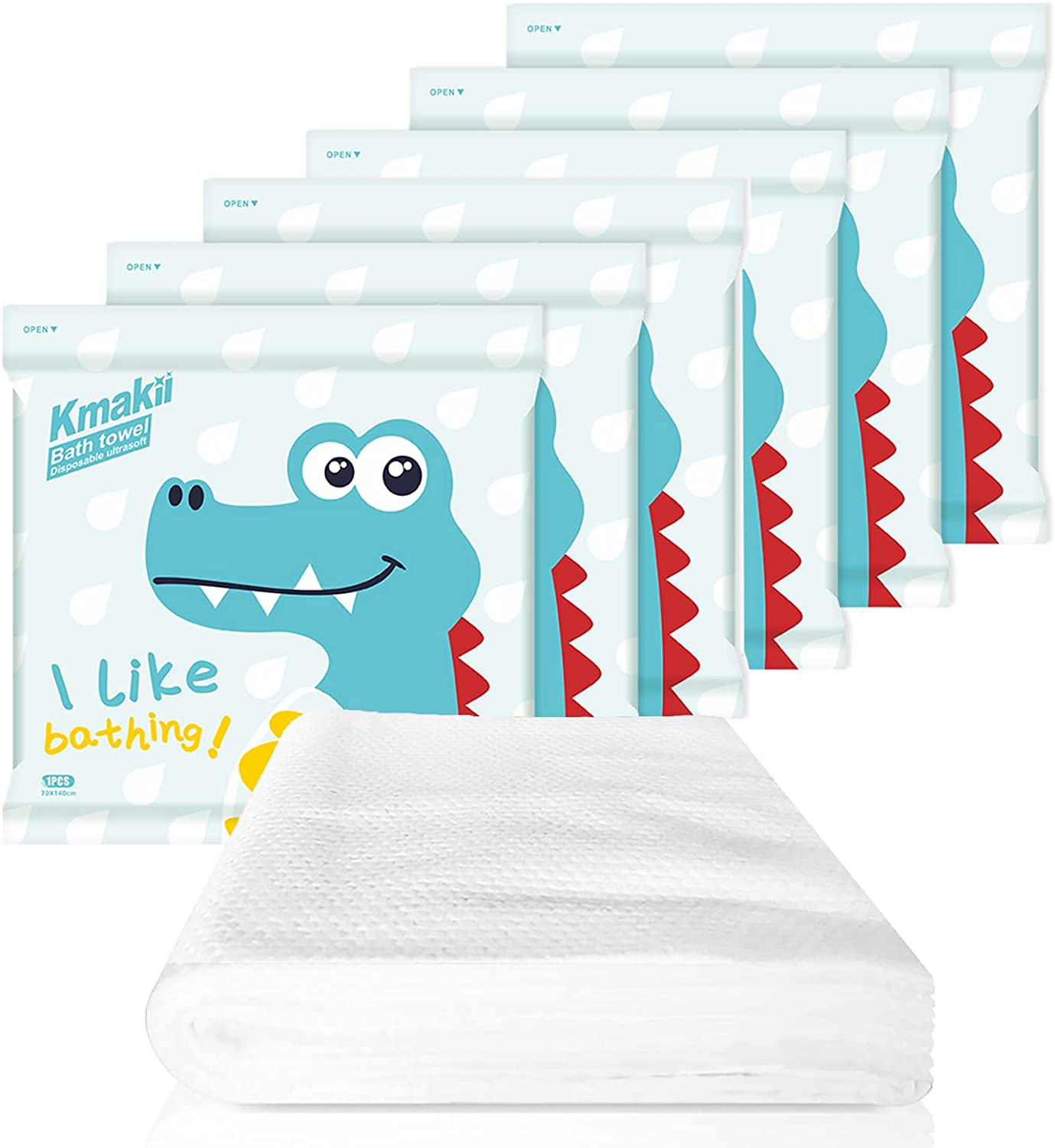 6 Pack Disposable Bath Towels White Soft Bath Bath Wipes Portable and Breathable Thick Bath
