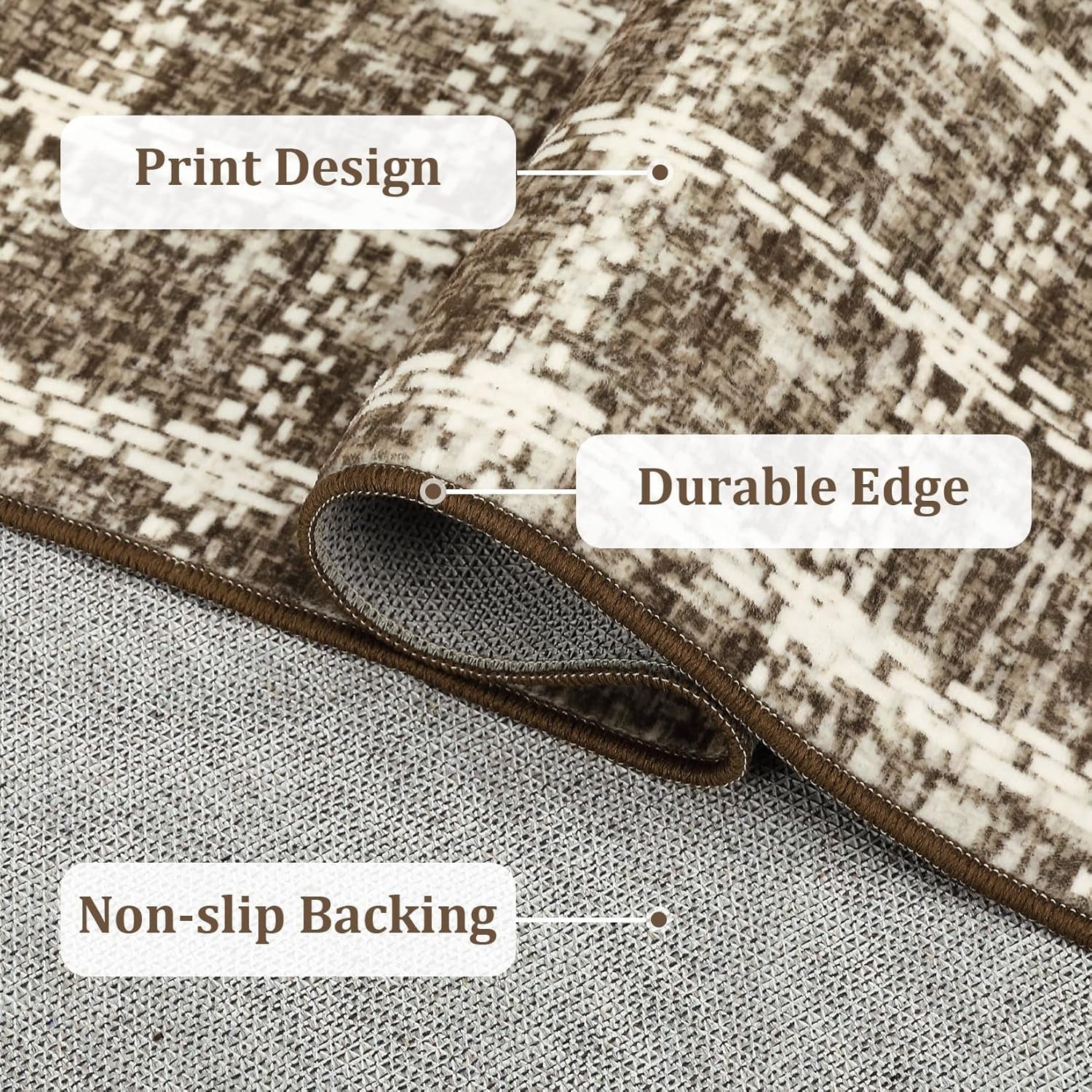 Twister.CK 6' x 9' Plaid Area Rugs, Modern Washable Stain-Resistant Carpet, Non Slip Indoor Rug for Living Room Dining Room Office, Coffee