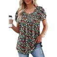 thumbnail image 3 of KISSMODA Womens Short Sleeve Shirts Floral Summer Tops Ladies Tunic Tops Loose Fit Tunics, 3 of 5