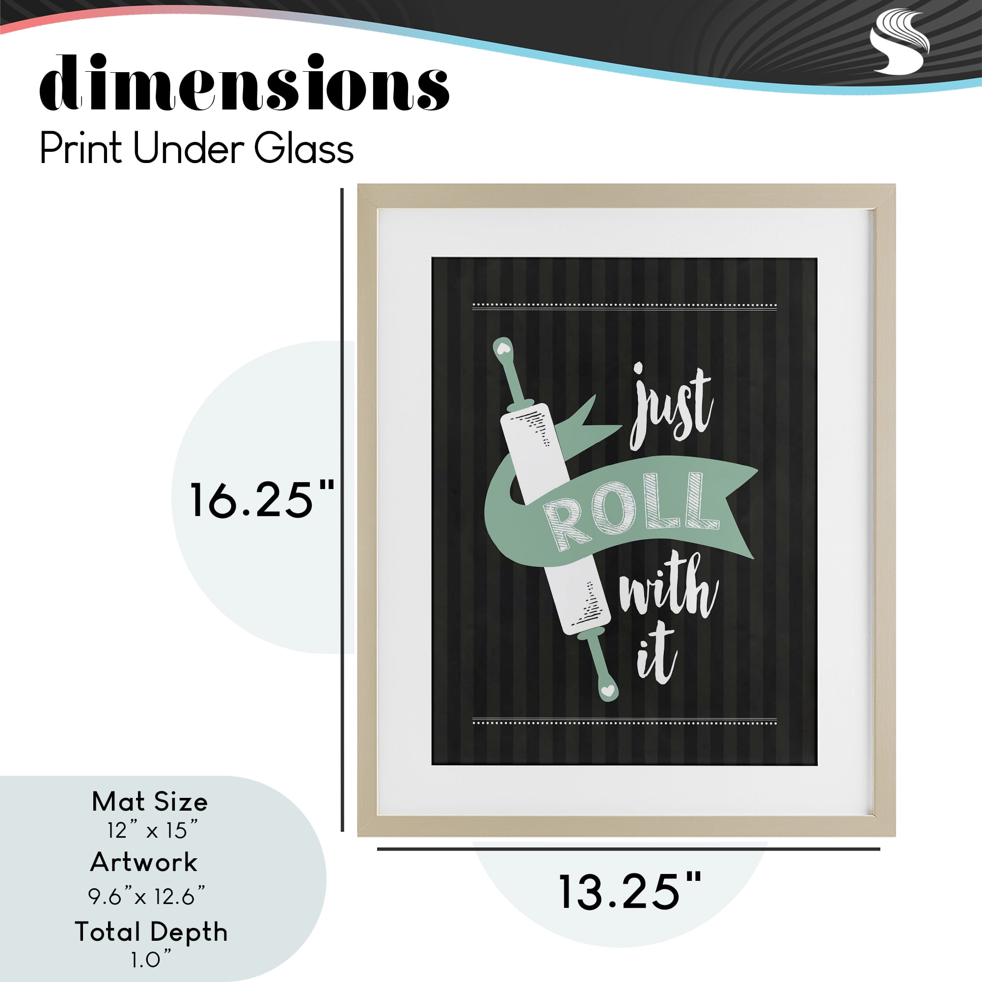 Roll With It Black & Green Birch Framed Print Under Glass, design by Lettered and Lined