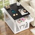 thumbnail image 3 of RichYa Furniture Style Dog Crate End Table, Wooden Dog Kennel with Dual USB Charging Station, for Dogs Under 40 lbs Indoor Use, White, M Size, 3 of 8