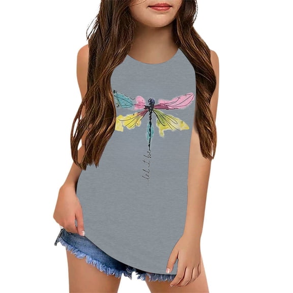 shoper Girls Tops Size 10 Sleeveless Tee Shirt Cute Black Camisole Summer Clothes for Girls