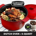 thumbnail image 3 of Granite Stone 5Qt Dutch Oven Ultra-Durable Mineral & Diamond Nonstick Coating Dutch Oven, Red, 3 of 8