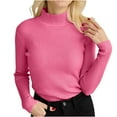 thumbnail image 2 of Blczomt Women's Sweaters Long Sleeve Mock Neck Plain Sweaters Pullover Solid Color Comfy Pink Soft Women's Tops, 2 of 3
