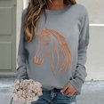 thumbnail image 2 of Sweaters For Women Horse Print Hoodless Sweatshirt Riding Horse Lover Long Sleeve Crew Neck Pullover Tops Casual Loose Shirts Warm Soft For Fall And Winter Xl Womens Sweaters, 2 of 7