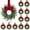 12Pcs, variant on 6 Pcs Small Christmas Norfolk Wreaths Evergreen 12.6 Inch Christmas Kitchen Cabinet Mini Wreaths Real Touch with Bow and Burgundy Ribbon for Xmas Front Door Window Home Table Pillar Decor