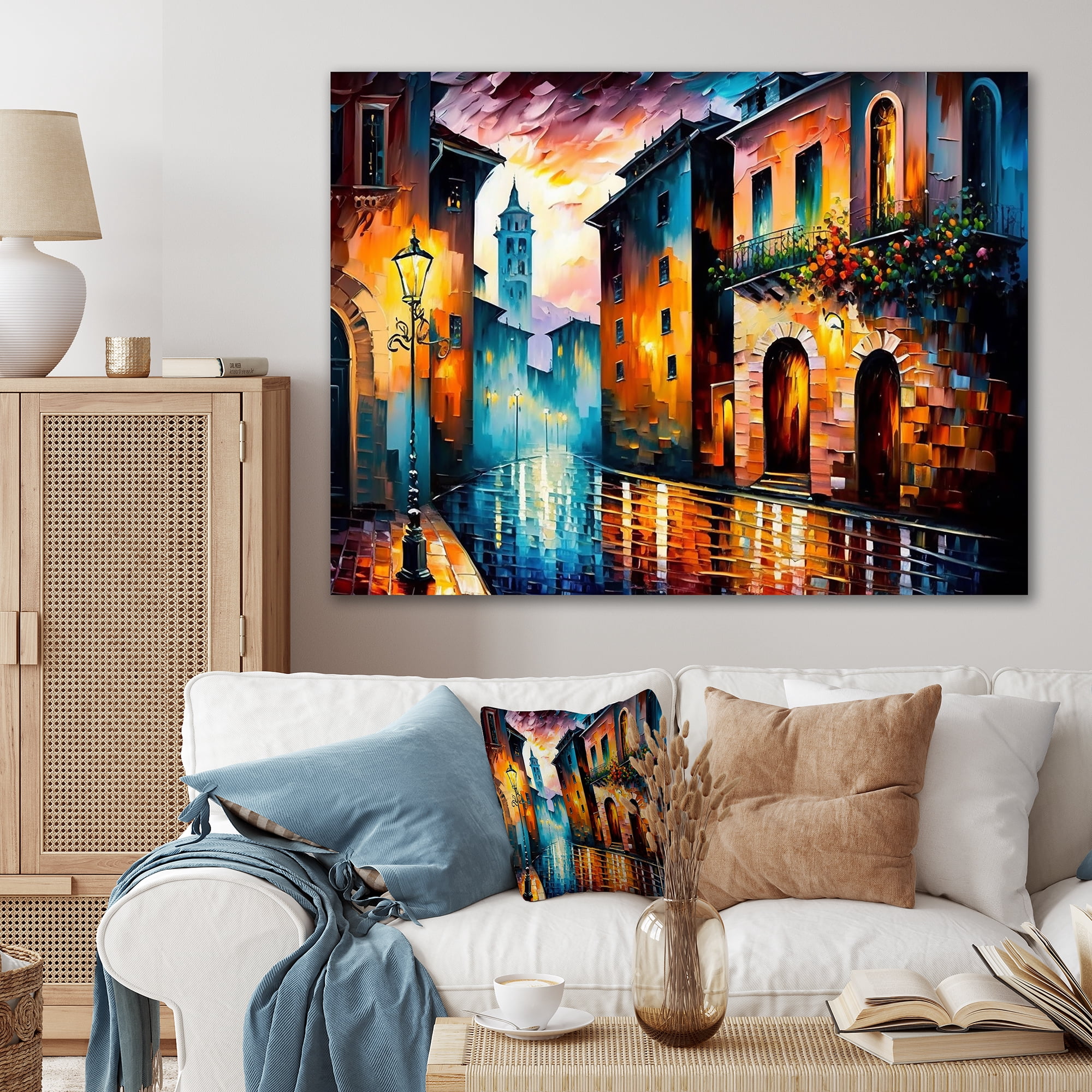Designart Colorful City In Italy I Canvas Wall Art