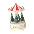 thumbnail image 5 of Carousel Music Box Rotating Carousel Christmas Tree Design Wooden Material Holiday Scene Tabletop Decor, 5 of 9