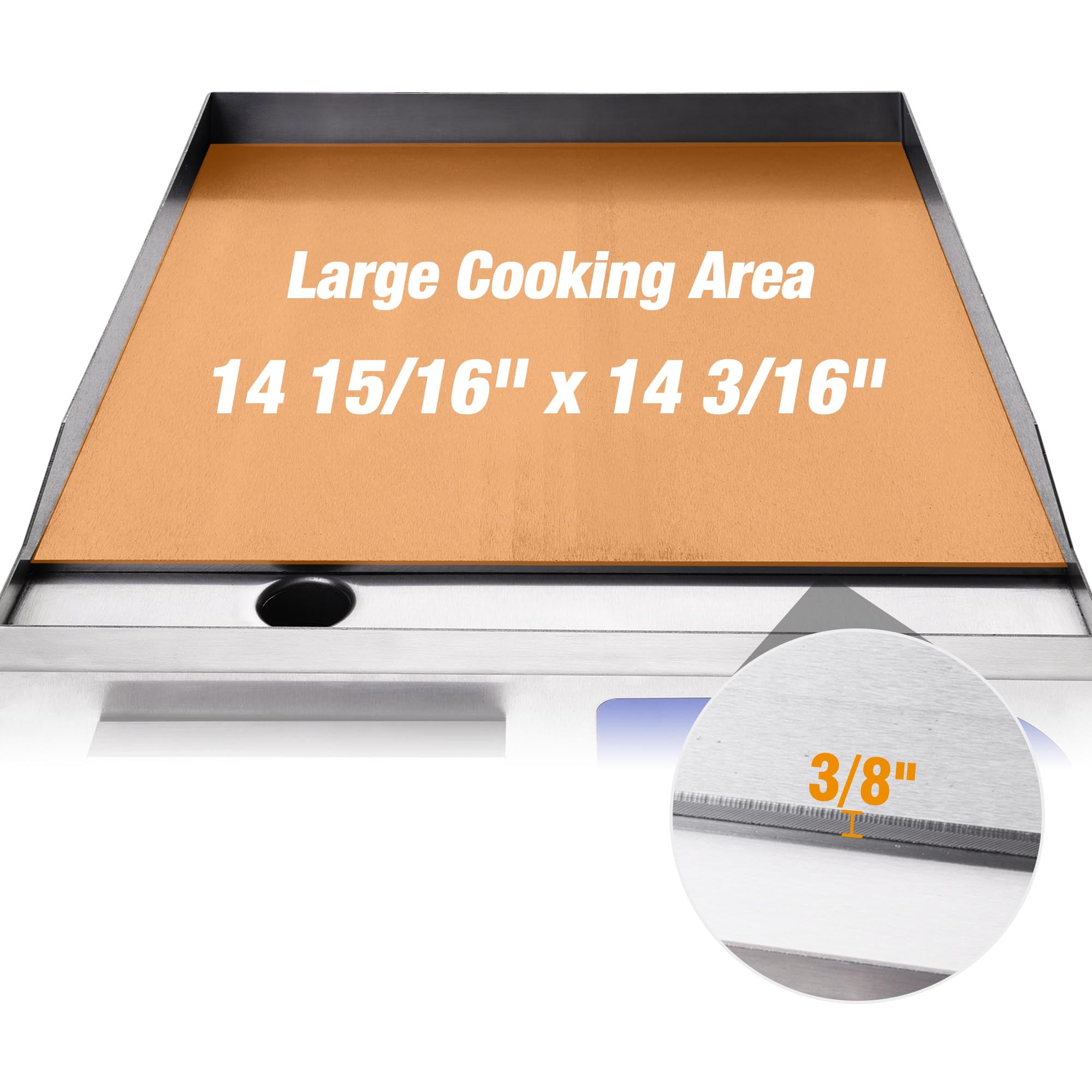 PNKKODW 1500W Commercial Griddle,14” Electric Griddles Grill,Commercial  Flat Top Griddle Countertop Griddle Hot Plate Kitchen Stainless Steel