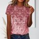 thumbnail image 1 of Camisetas De Manga Corta Camiseta informal para mujer, cuello redondo, retro, floral, elegante, de moda, uso diario (rojo M) Cgtredaw para Mujer Rojo T XL, 1 of 7