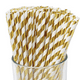 thumbnail image 1 of 100 pajitas de papel desechables de color dorado, rayas doradas. MFZFUKR CPB-DE-LYY1548-1, 1 of 5
