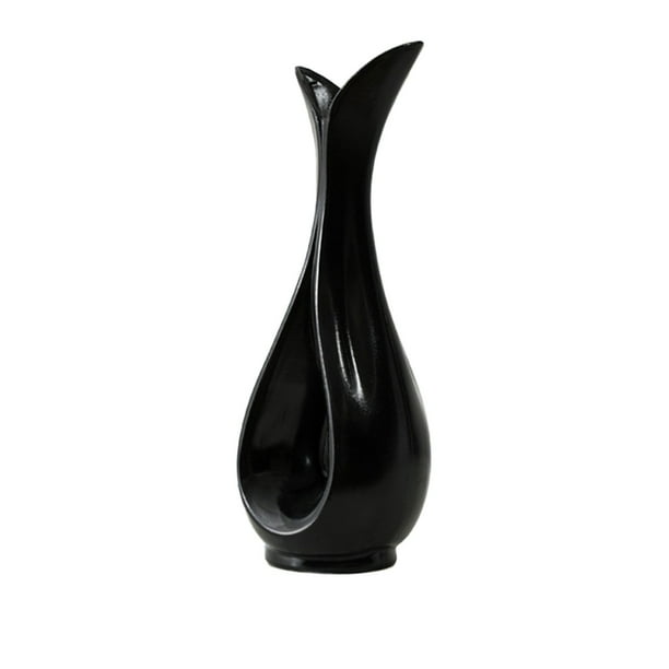 Jarrón de Apariencia Cerámica de Plástico de la Mesa de Comedor de Vidrio, 3.4x5.5In Negra No Frágil Decoraciones de la Mesa de Boda para la Estantería Del Hogar de la Pieza Central