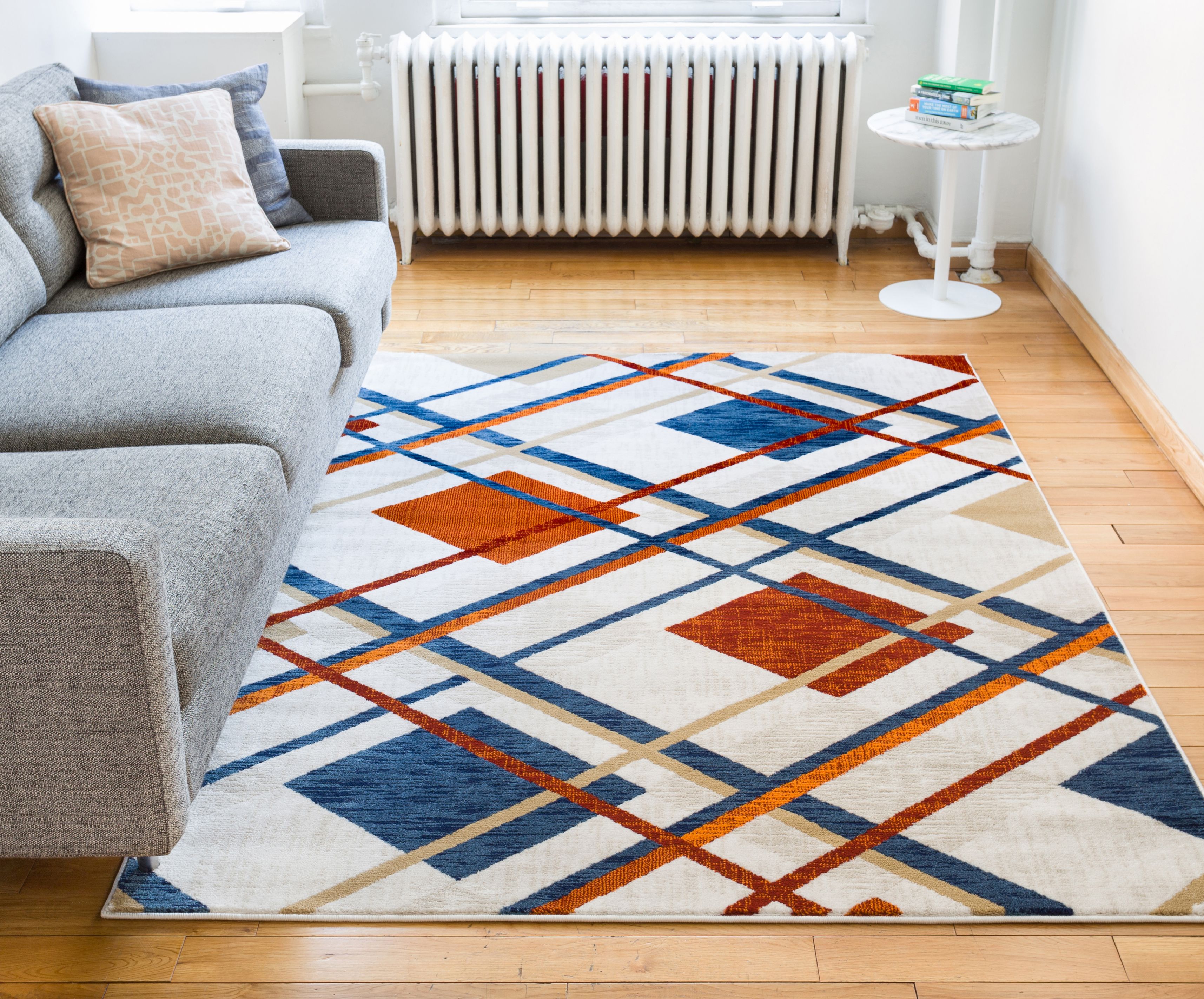 Well Woven Royal Tartan Plaid Beige Multi Red Blue Vintage Modern