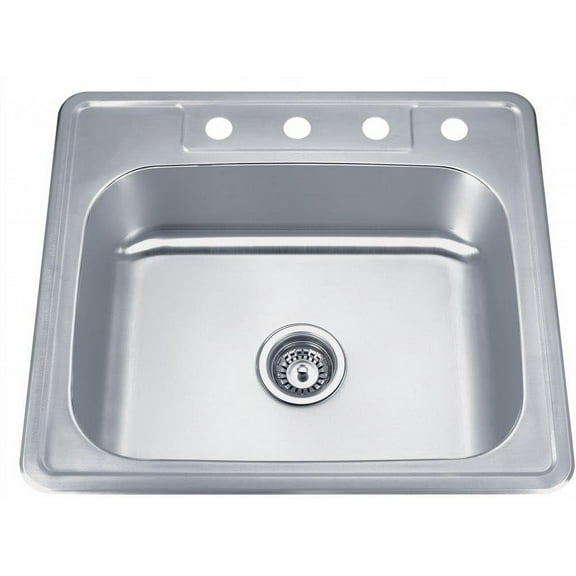 Wells 25-inch 20-gauge Drop-in 3-hole Single Bowl ADA Compliant Stainless Steel Kitchen Sink with Strainer