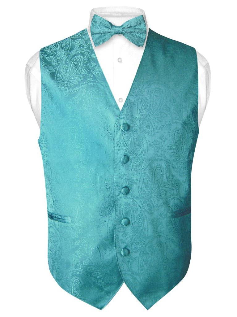 New Vesuvio Napoli Men's sequins formal tuxedo vest waistcoat_bowtie silver 