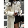 thumbnail image 5 of Abrigo elegante de talla grande blanco con solapa para mujer, abrigo largo informal de manga larga para otoño e invierno, prendas de vestir exteriores para ir al trabajo en la calle, 5 of 5