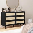 thumbnail image 4 of LAZZO 6-Drawer Rattan Dresser, Modern Chest of Drawers, Wooden Storage Organizer for Bedroom, Living Room & Hallway, Black, 4 of 8
