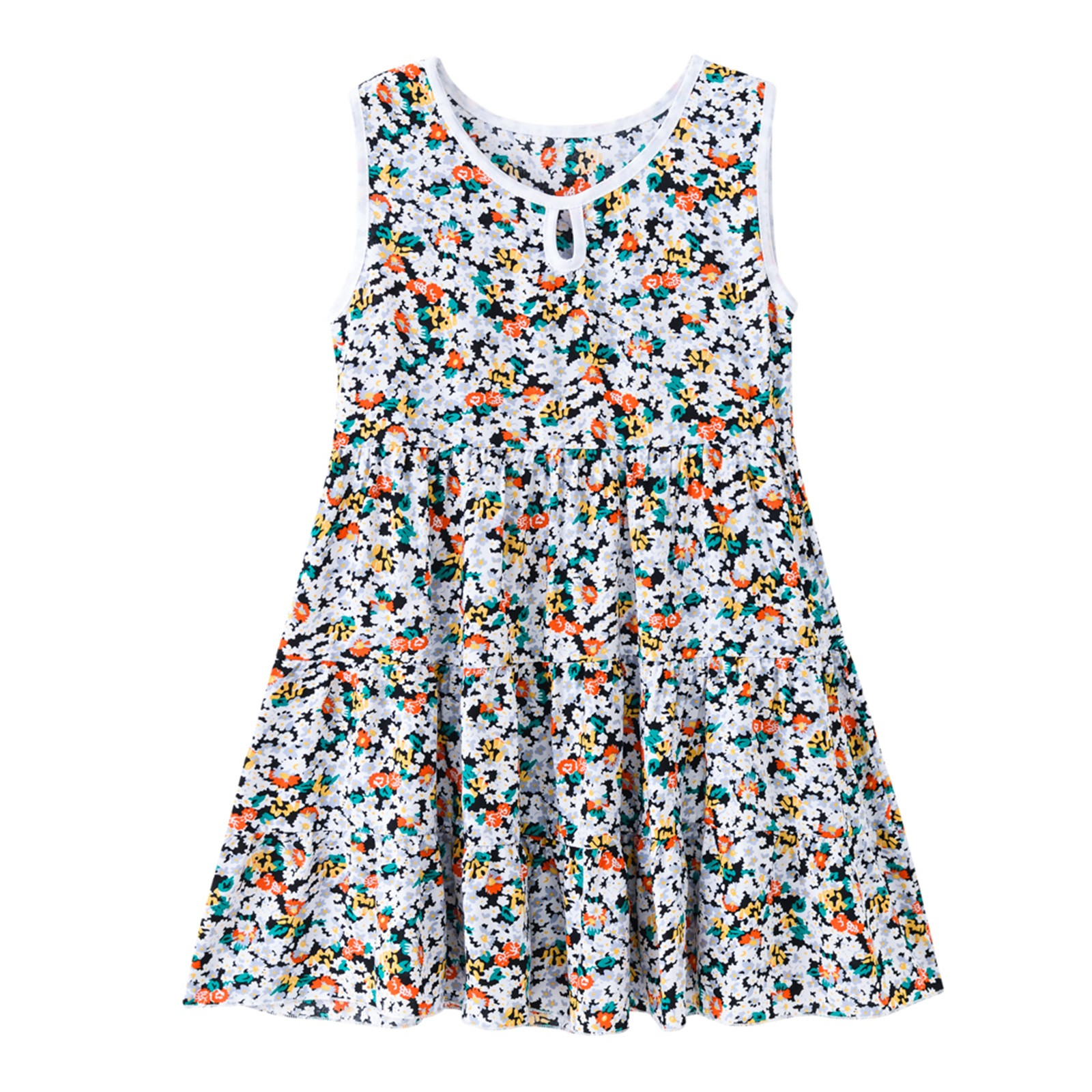 Penkiiy Toddler Kids Baby Girl Summer Flower Print Sleeveless Dress