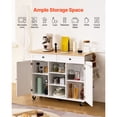 thumbnail image 2 of KFFKFF Kitchen Island Cart with Wood Top, Storage Cabinet, Drop Leaf, Drawers, Spice and Towel Rack, Rolling Table on Swivel Wheels, 52in Wide, White, 2 of 9
