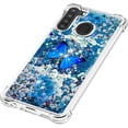 thumbnail image 6 of Compatible with Samsung Galaxy A21 Case Liquid Glitter Cute Stylish Slim TPU Silicone Quicksand Sparkle Shockproof Protective case for Women Girls Case for Samsung Galaxy A21 Blue Butterfly YB, 6 of 6